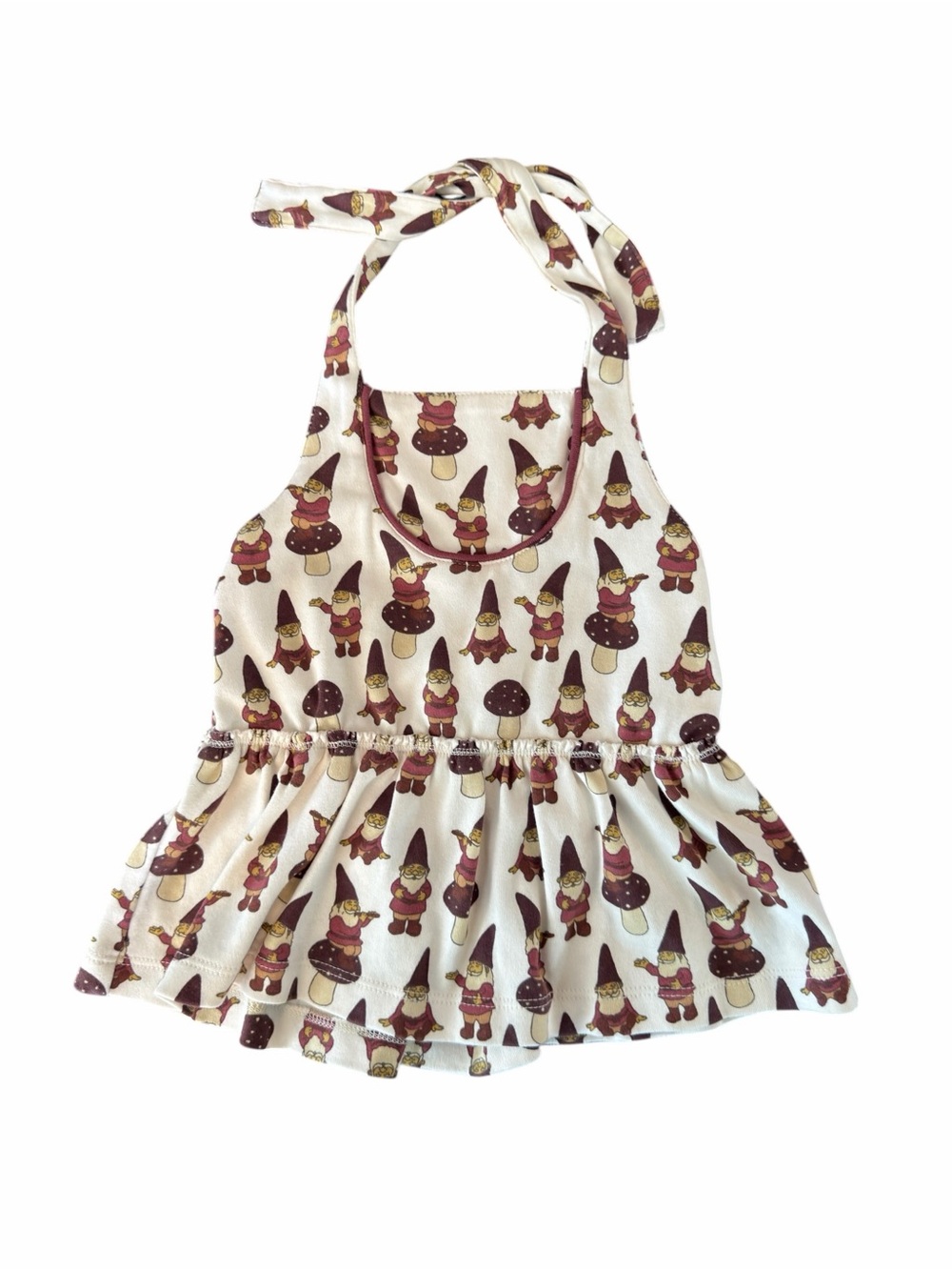 kate quinn Cream Halter Dress with Gnome Print size 2T
